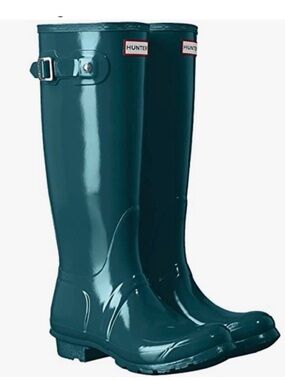 Hunter teal gloss tall rain boots